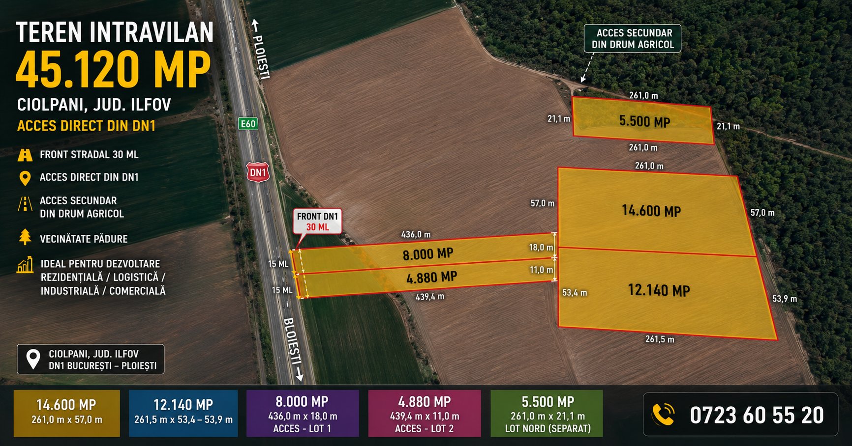 poza Ciolpani, Teren intravilan 4.5 Hectare