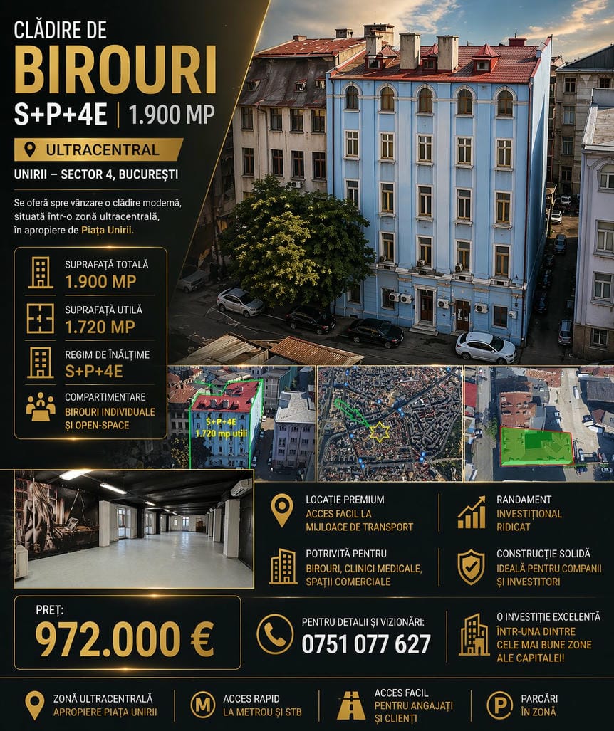 poza Cladire de birouri S+P+4E 1.900 mp Unirii - Sector 4