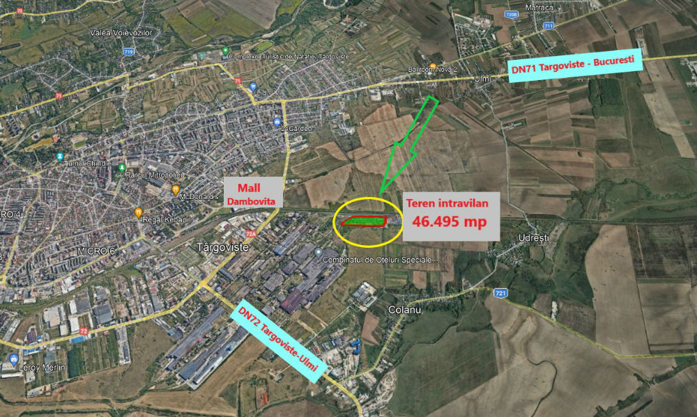 poza Teren industrial 46.495 mp - zona mall Dambovita - Combinat-Targoviste