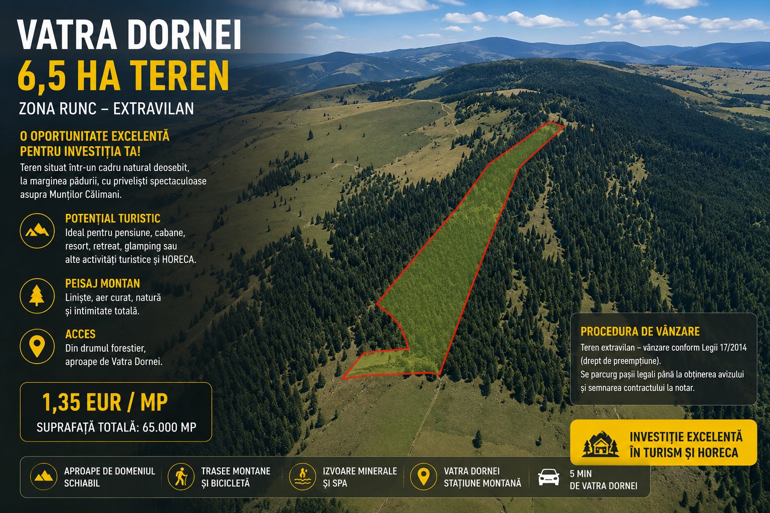 poza VATRA DORNEI TEREN - 6,5 HECTARE - IDEAL PENSIUNE- ZONA RUNC- EXTRAVILAN